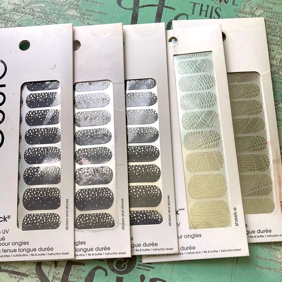 essie Other - On Hold Dray Gray w/ rhinestones & Silver Essie Sleek Stick Nail Designs Bundle